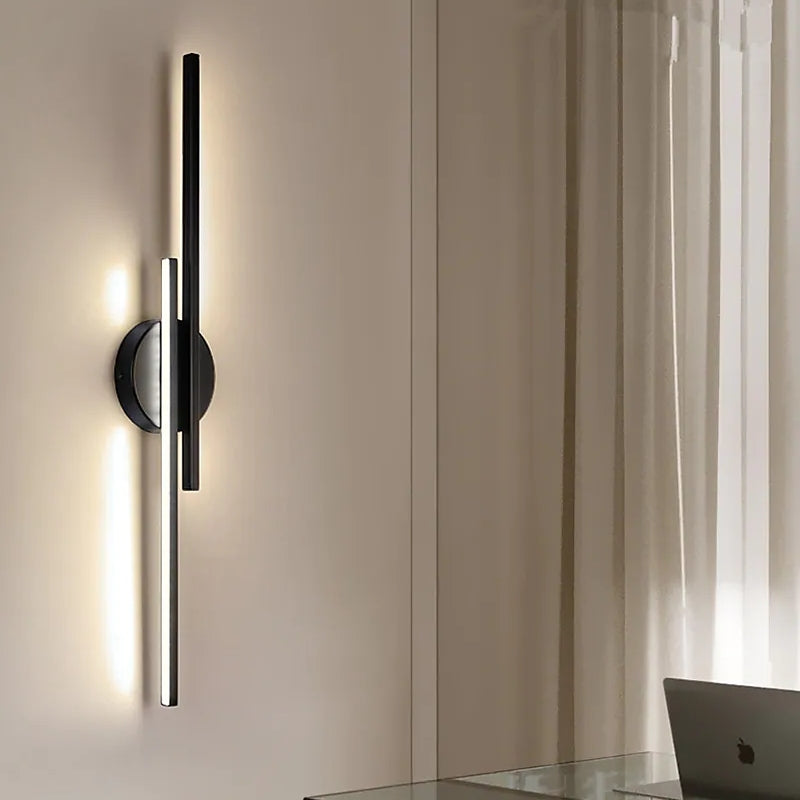 Wandlamp Minimalistisch LED met Dubbele Lineaire Staven en Ronde Basis