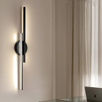 Wandlamp Minimalistisch LED met Dubbele Lineaire Staven en Ronde Basis