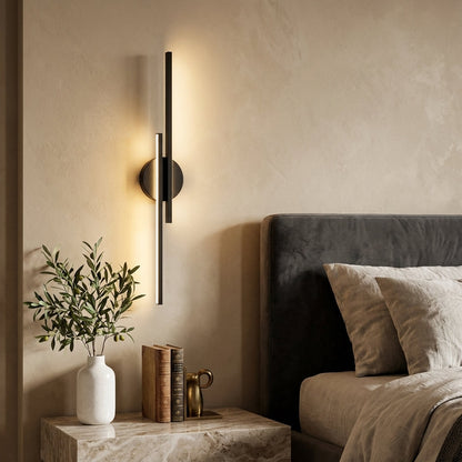 Wandlamp Minimalistisch LED met Dubbele Staaf en Ronde Wandplaat