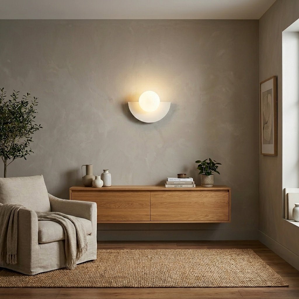 Wandlamp Minimalistisch met Halfrondes Ontwerp en Glazen Bol