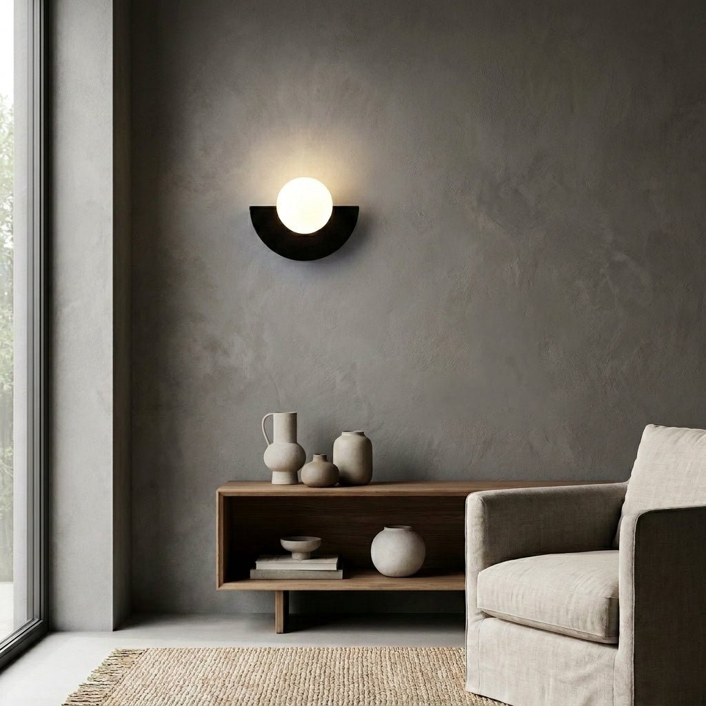 Wandlamp Minimalistisch met Halfrondes Ontwerp en Glazen Bol