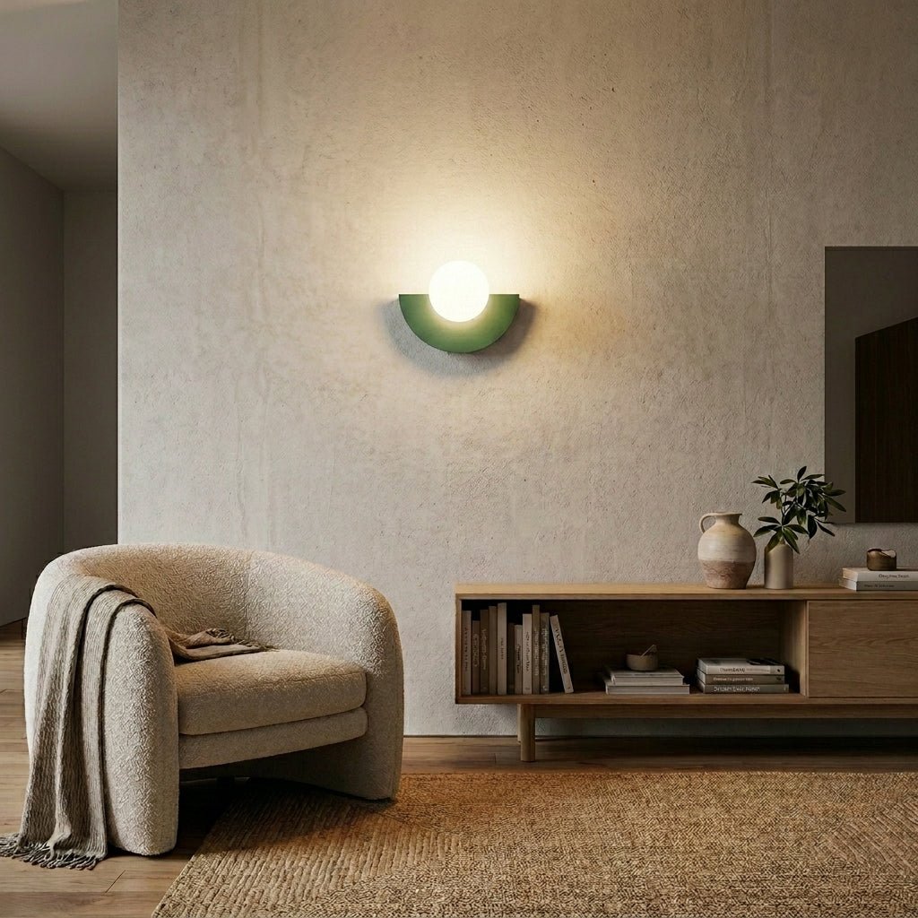 Wandlamp Minimalistisch met Halfrondes Ontwerp en Glazen Bol