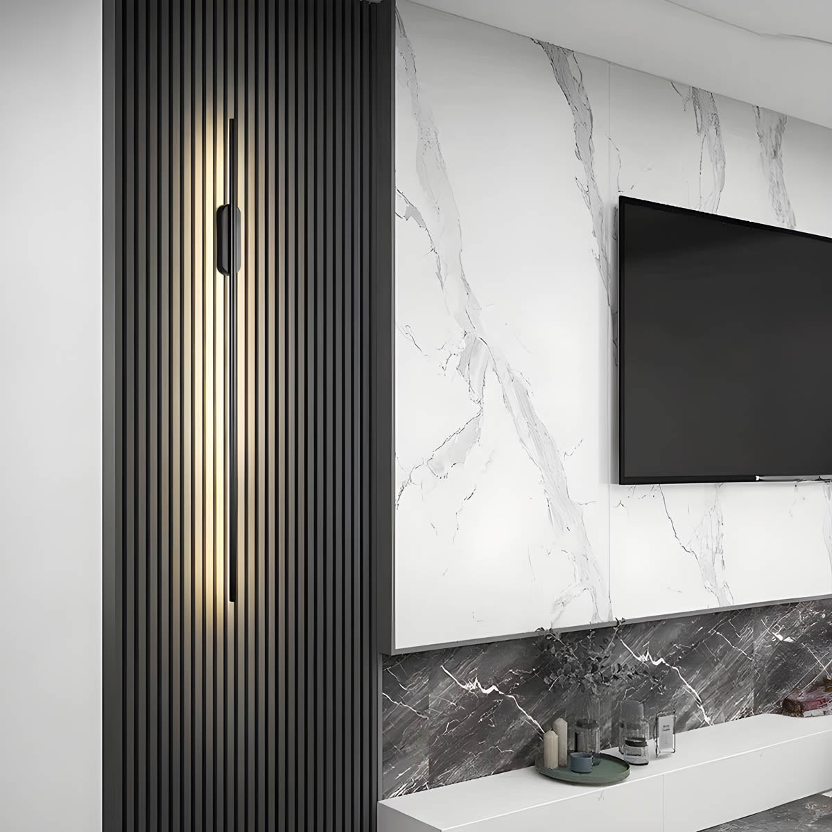 Wandlamp Minimalistisch met Lineaire LED Lichtbalk en Ronde Bevestiging