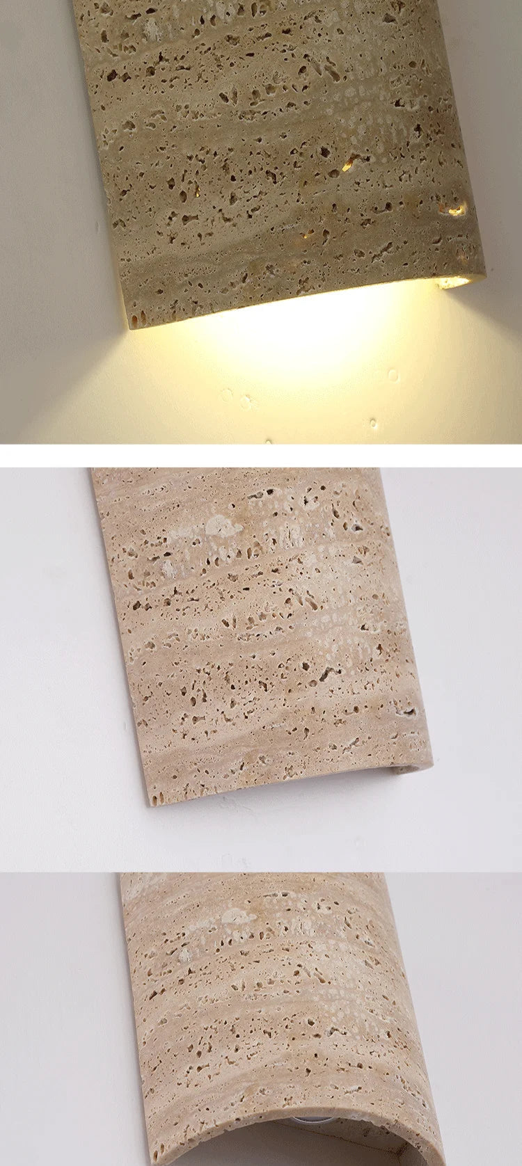 Wandlamp Minimalistisch met Travertine Kap en Up-Down Verlichting