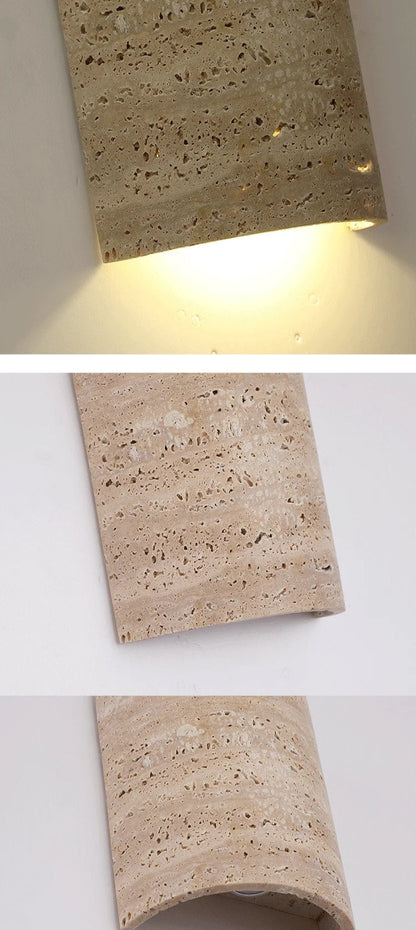 Wandlamp Minimalistisch met Travertine Kap en Up-Down Verlichting