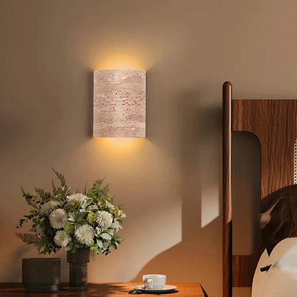 Wandlamp Minimalistisch met Travertine Kap en Up-Down Verlichting