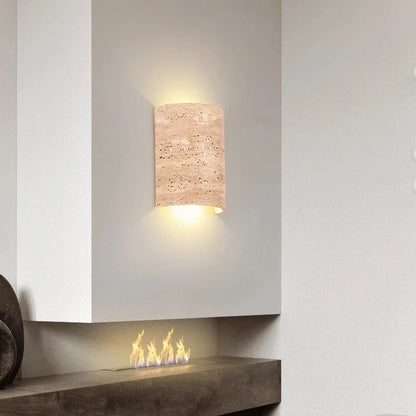 Wandlamp Minimalistisch met Travertine Kap en Up-Down Verlichting