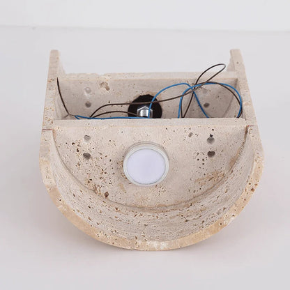 Wandlamp Minimalistisch met Travertine Kap en Up-Down Verlichting