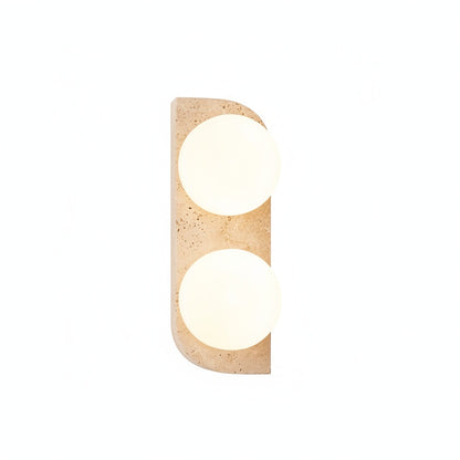 Wandlamp Modern Boho met Travertine Achterplaat en Glazen Bollen