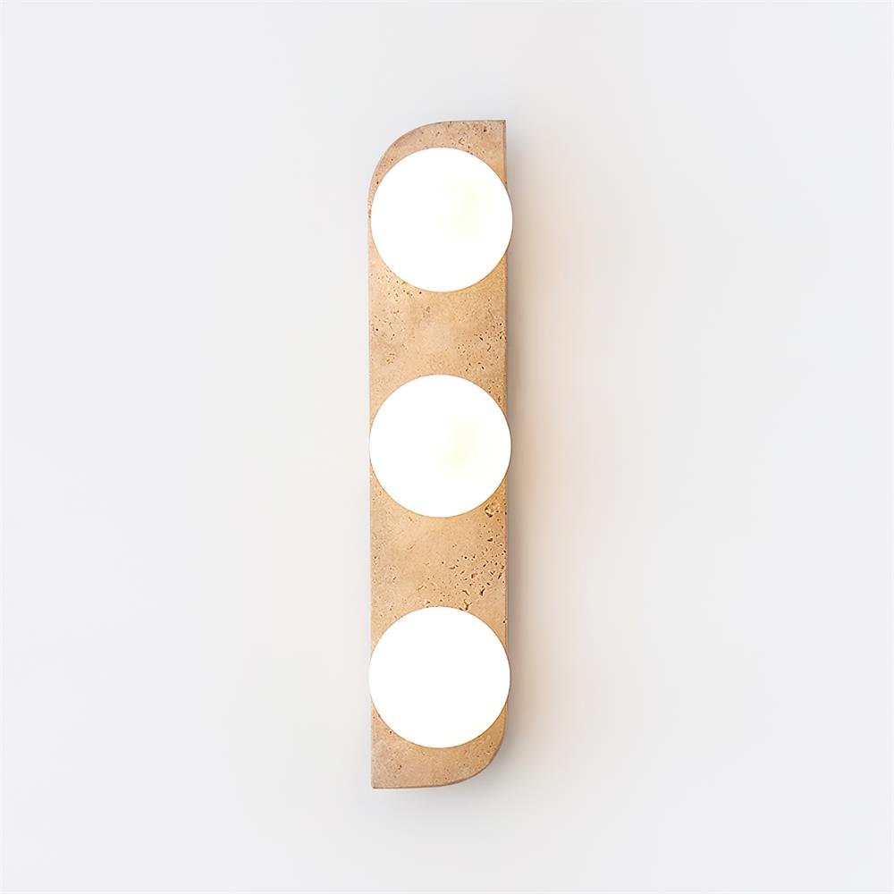 Wandlamp Modern Boho met Travertine Achterplaat en Glazen Bollen