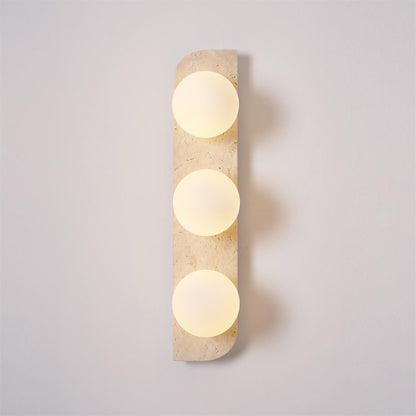 Wandlamp Modern Boho met Travertine Achterplaat en Glazen Bollen ##POS:20##