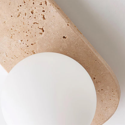 Wandlamp Modern Boho met Travertine Achterplaat en Glazen Bollen