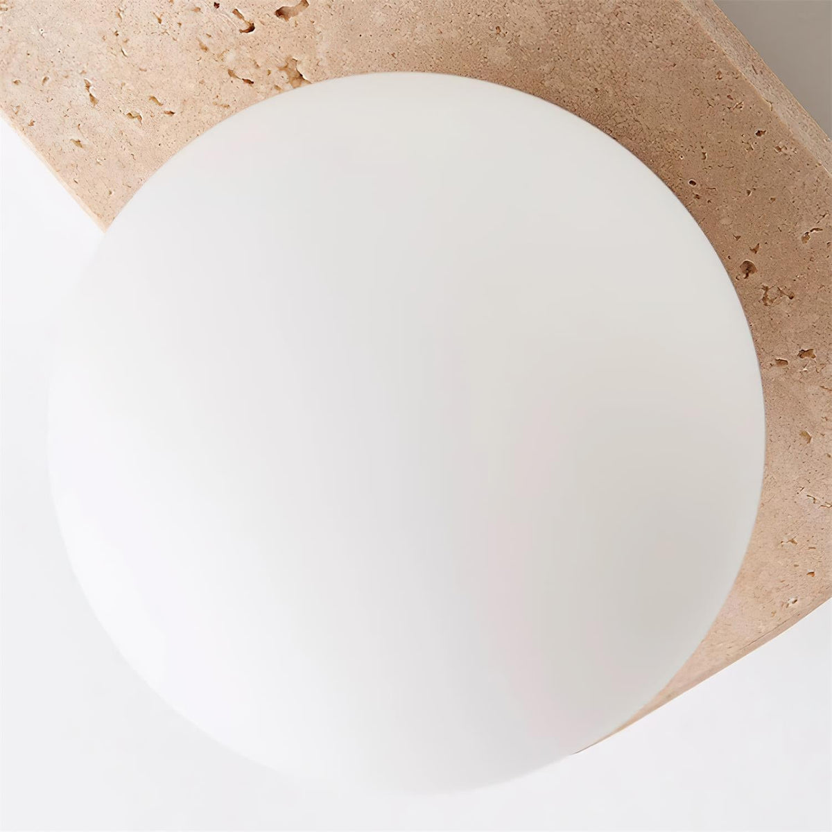 Wandlamp Modern Boho met Travertine Achterplaat en Glazen Bollen ##POS:8##