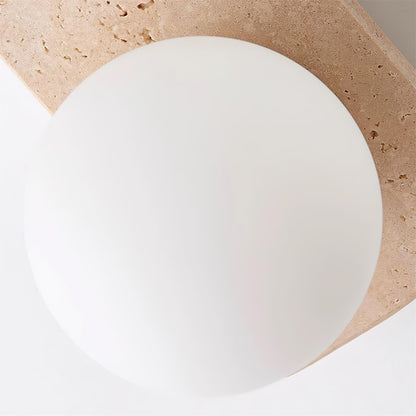 Wandlamp Modern Boho met Travertine Achterplaat en Glazen Bollen ##POS:8##