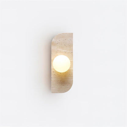 Wandlamp Modern Boho met Travertine Achterplaat en Glazen Bollen
