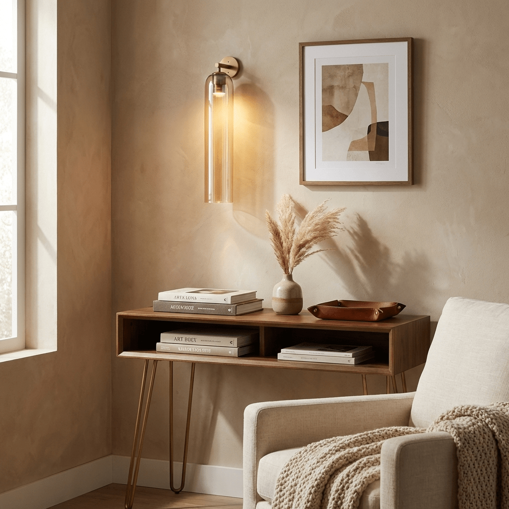Wandlamp Modern met Cilindrisch Glazen Kap en GU10 Fitting
