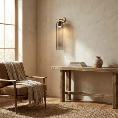 Wandlamp Modern met Cilindrisch Glazen Kap en GU10 Fitting