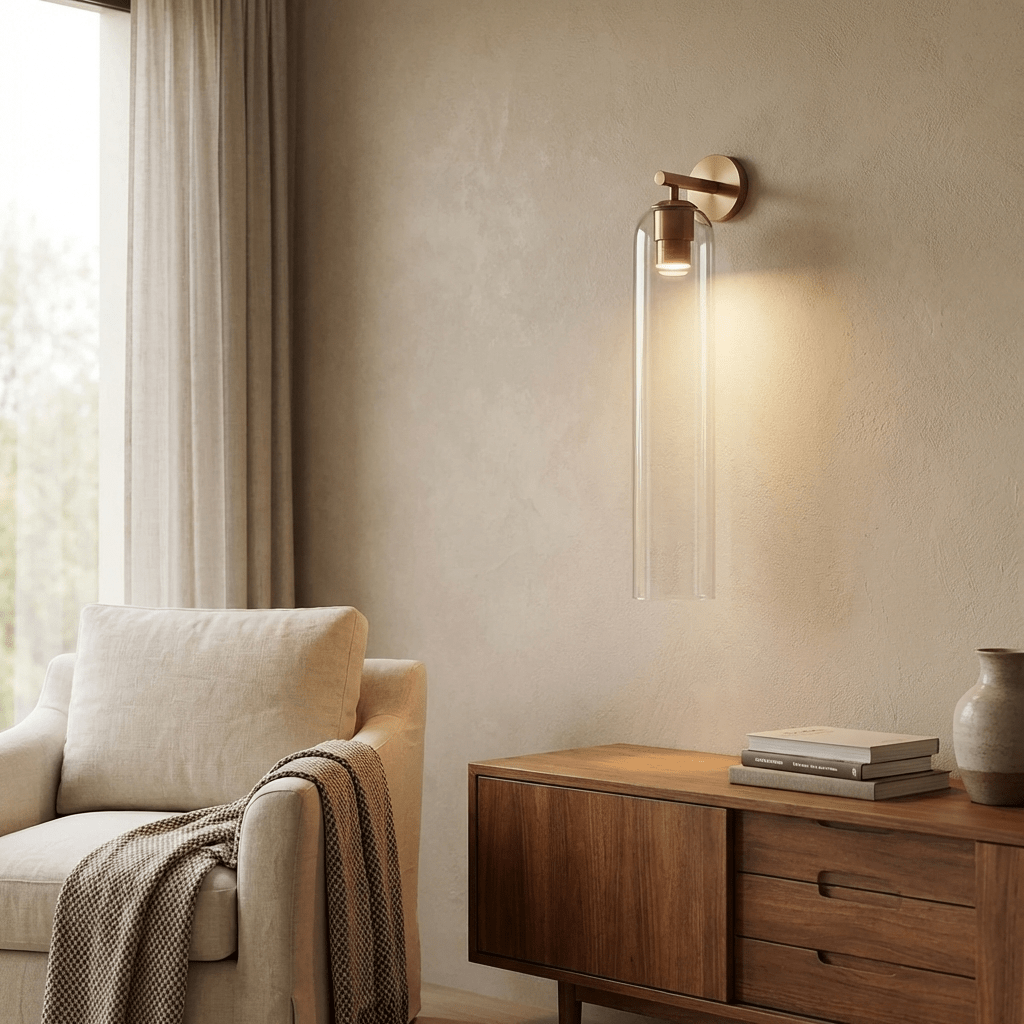 Wandlamp Modern met Cilindrisch Glazen Kap en GU10 Fitting