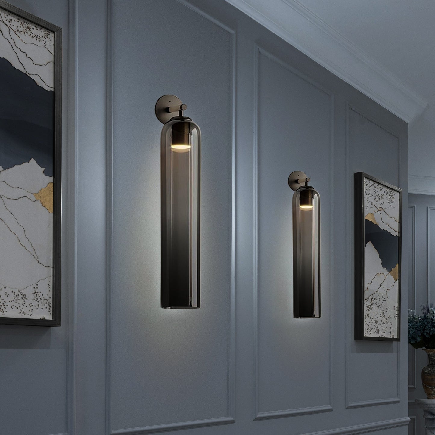 Wandlamp Modern met Cilindrisch Glazen Kap en GU10 Fitting