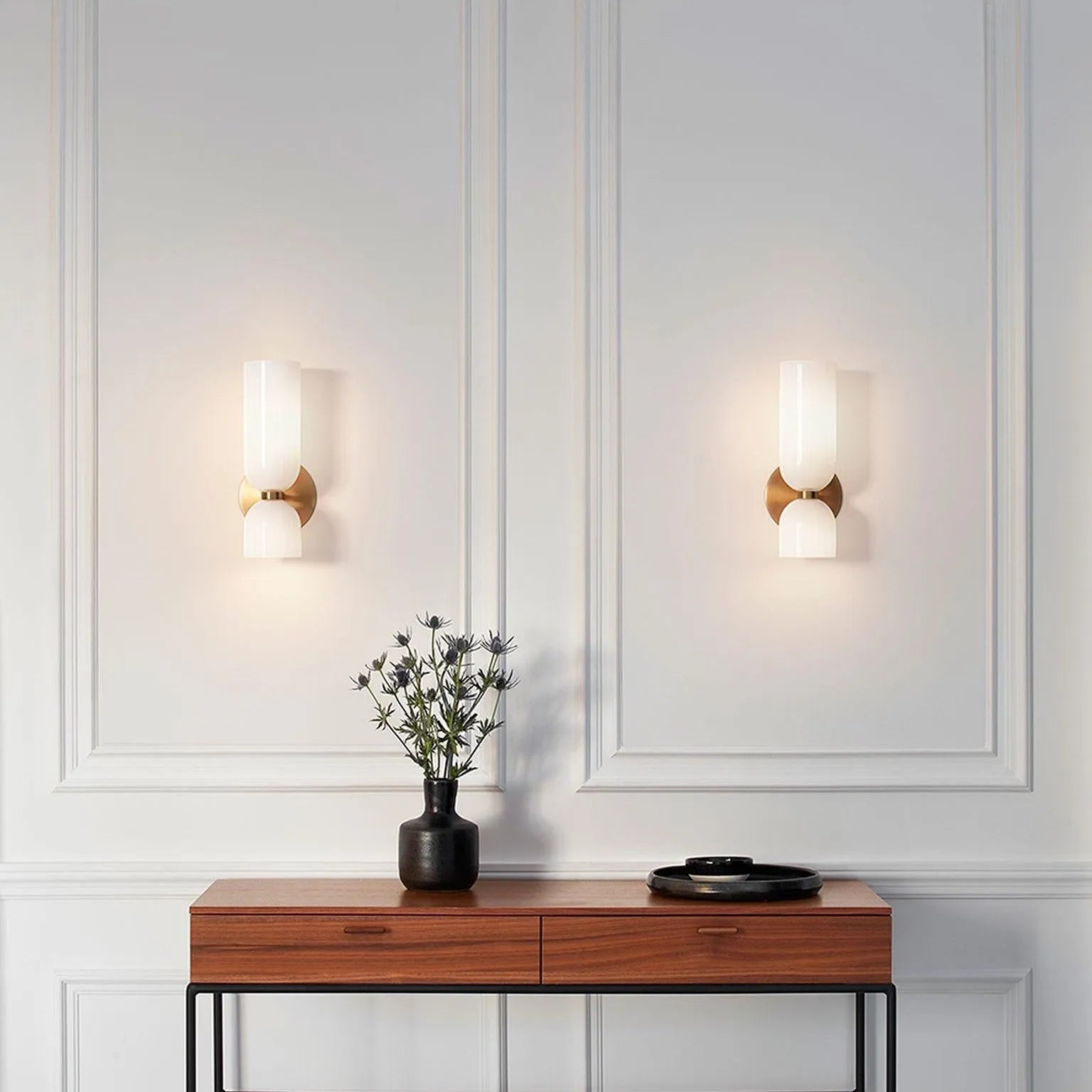 Wandlamp Modern met Dubbele Cilindervormige Glazen Kap