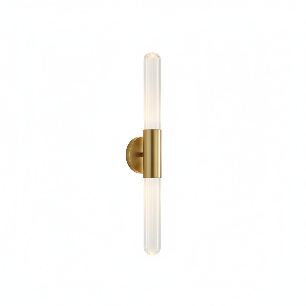 Wandlamp Modern met Geribbeld Glas en Dubbele Cilinder