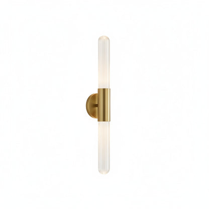 Wandlamp Modern met Geribbeld Glas en Dubbele Cilinder
