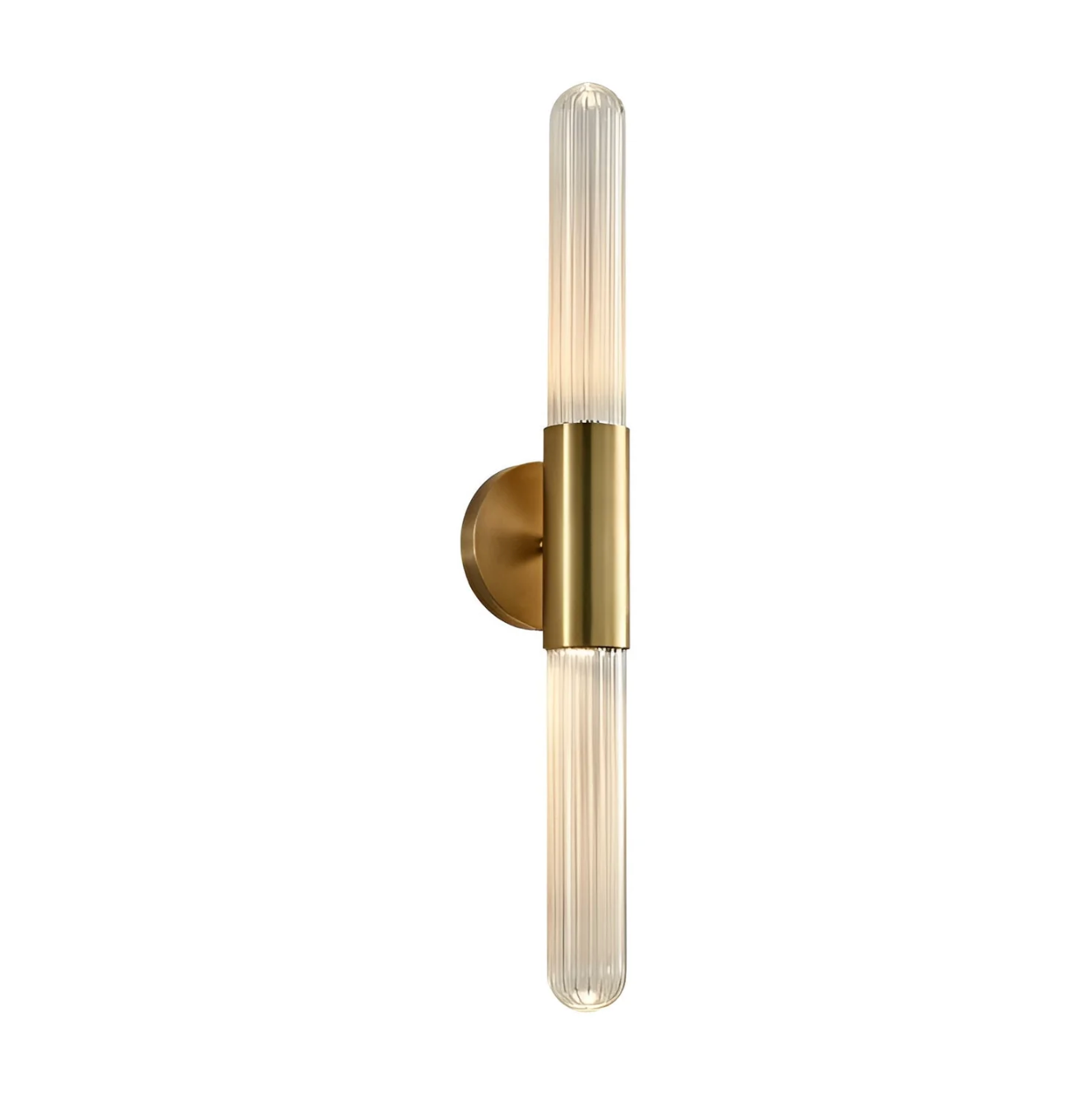 Wandlamp Modern met Geribbeld Glas en Dubbele Cilinder
