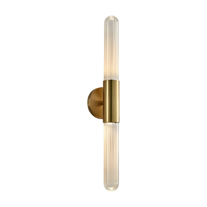 Wandlamp Modern met Geribbeld Glas en Dubbele Cilinder