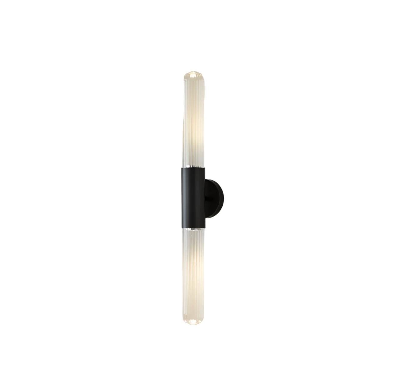 Wandlamp Modern met Geribbeld Glas en Dubbele Cilinder