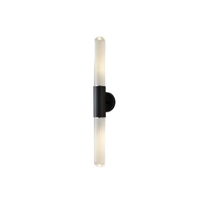 Wandlamp Modern met Geribbeld Glas en Dubbele Cilinder