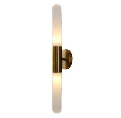 Wandlamp Modern met Geribbeld Glas en Dubbele Cilinder