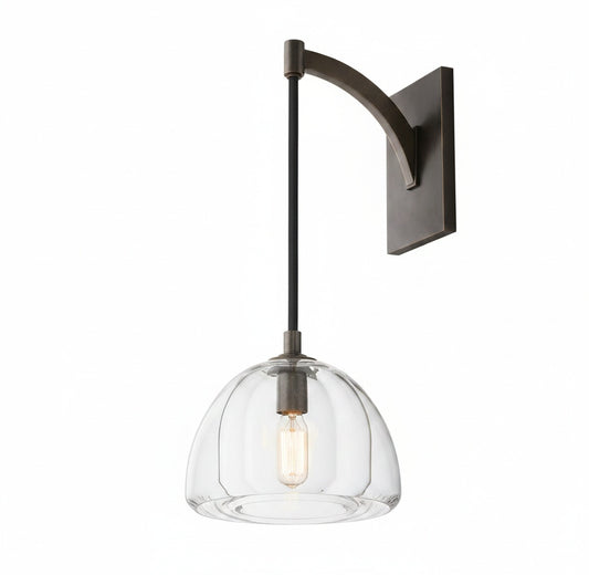 Wandlamp Modern met Glazen Koepelkap en Gebogen Wandbeugel ##POS:1##