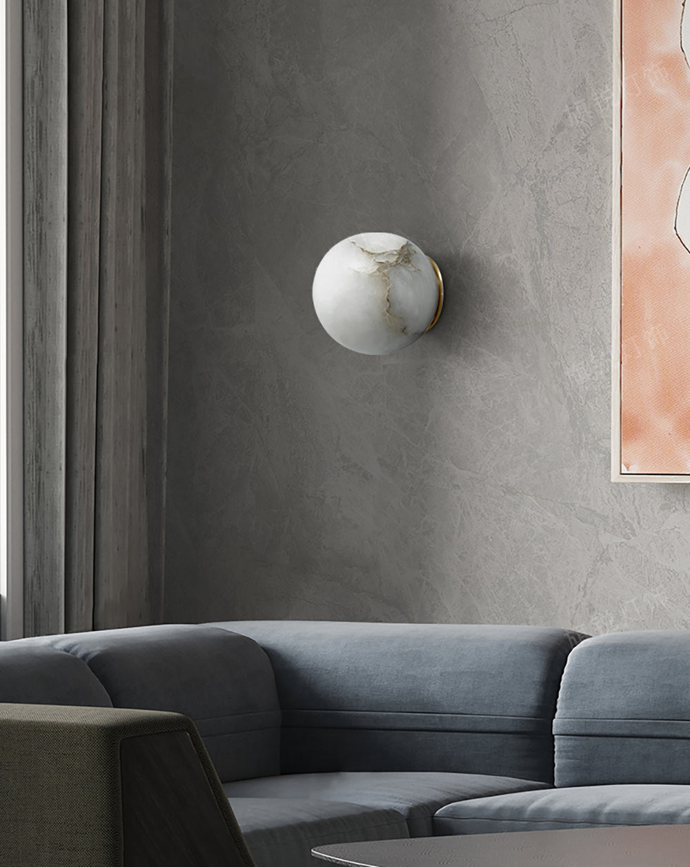 Wandlamp Modern met Ronde Marmerlook Kap en Geïntegreerde LED