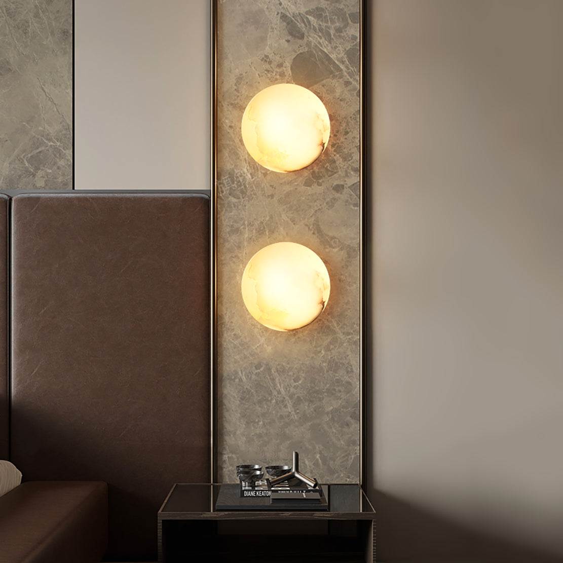 Wandlamp Modern met Ronde Marmerlook Kap en Geïntegreerde LED