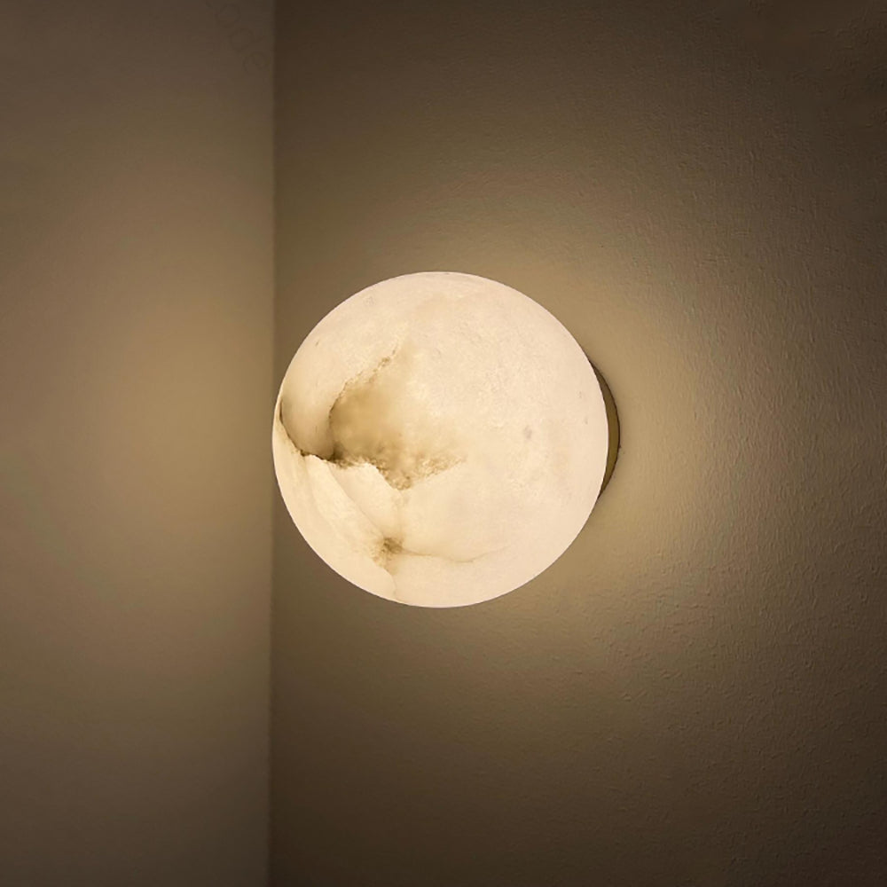 Wandlamp Modern met Ronde Marmerlook Kap en Geïntegreerde LED
