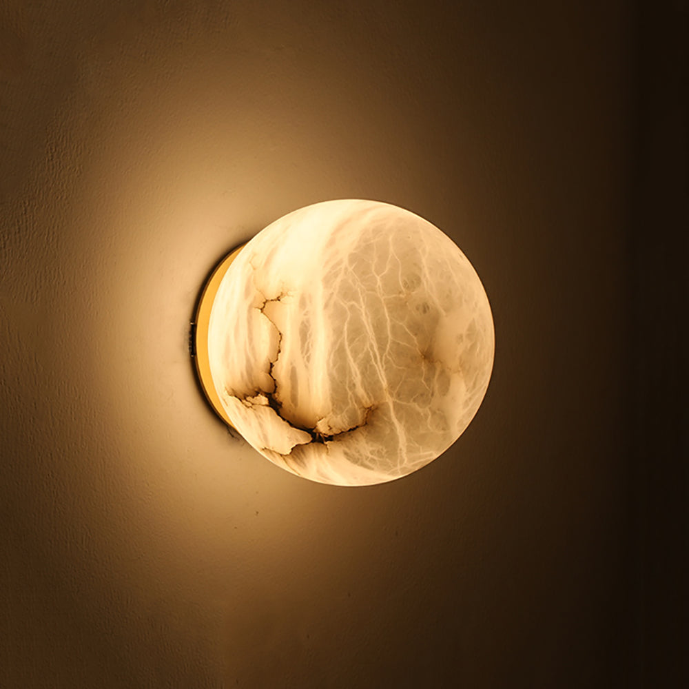 Wandlamp Modern met Ronde Marmerlook Kap en Geïntegreerde LED