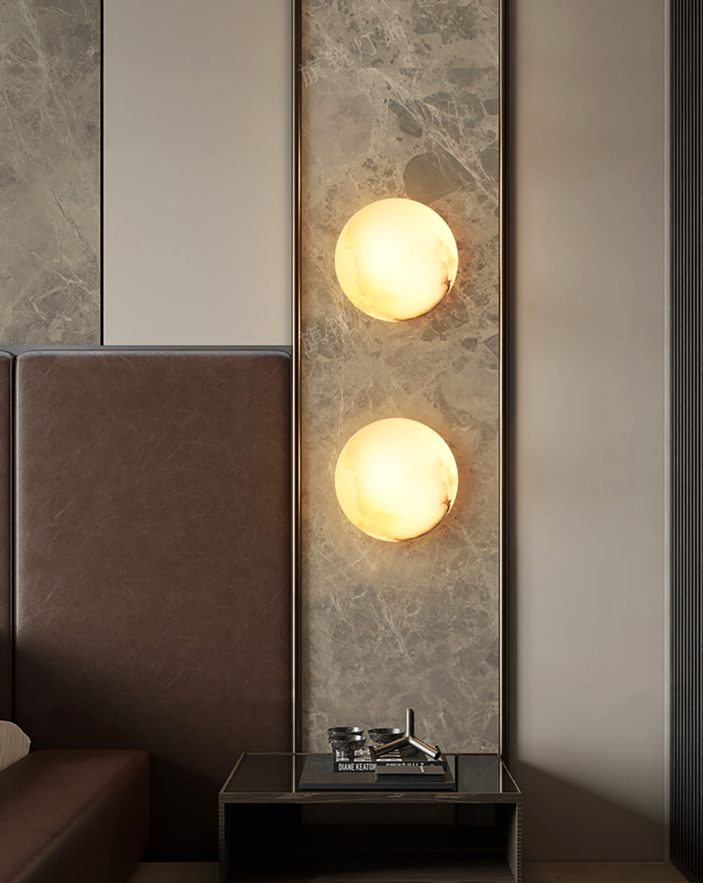 Wandlamp Modern met Ronde Marmerlook Kap en Geïntegreerde LED