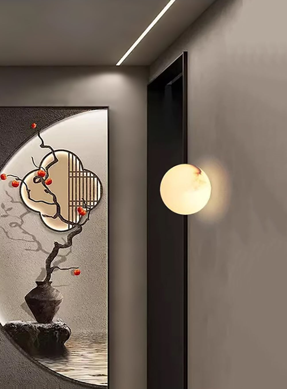 Wandlamp Modern met Ronde Marmerlook Kap en Geïntegreerde LED