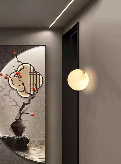 Wandlamp Modern met Ronde Marmerlook Kap en Geïntegreerde LED