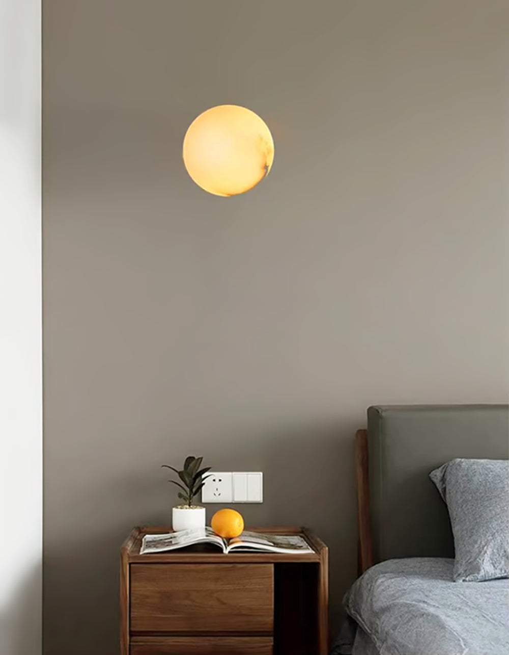 Wandlamp Modern met Ronde Marmerlook Kap en Geïntegreerde LED
