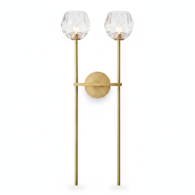Wandlamp Modern met Twee Kristallen Bollen en Messing Armen ##POS:1##