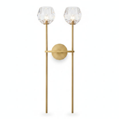 Wandlamp Modern met Twee Kristallen Bollen en Messing Armen ##POS:1##