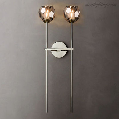 Wandlamp Modern met Twee Kristallen Bollen en Messing Armen