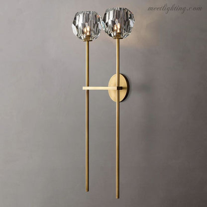 Wandlamp Modern met Twee Kristallen Bollen en Messing Armen ##POS:12##