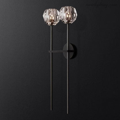 Wandlamp Modern met Twee Kristallen Bollen en Messing Armen