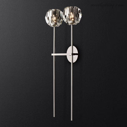 Wandlamp Modern met Twee Kristallen Bollen en Messing Armen ##POS:15##