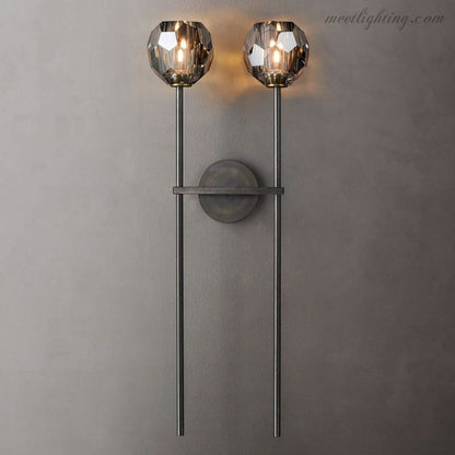 Wandlamp Modern met Twee Kristallen Bollen en Messing Armen ##POS:7##