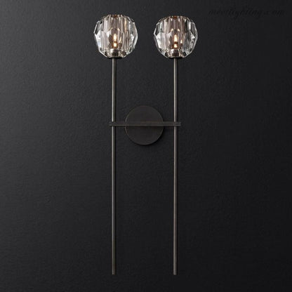 Wandlamp Modern met Twee Kristallen Bollen en Messing Armen ##POS:9##