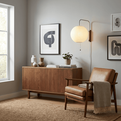 Wandlamp Retro met Draaibare Arm en Trekkoord Schakelaar