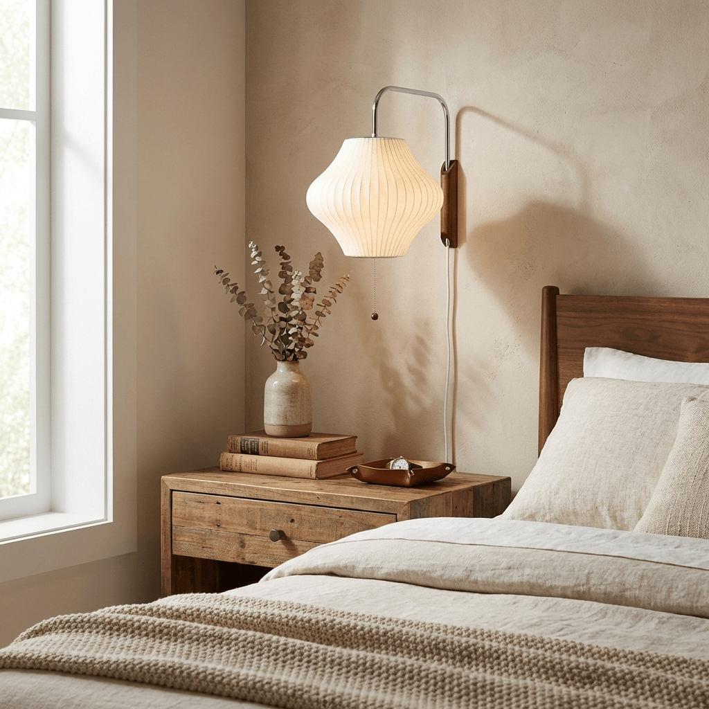 Wandlamp Retro met Draaibare Arm en Trekkoord Schakelaar